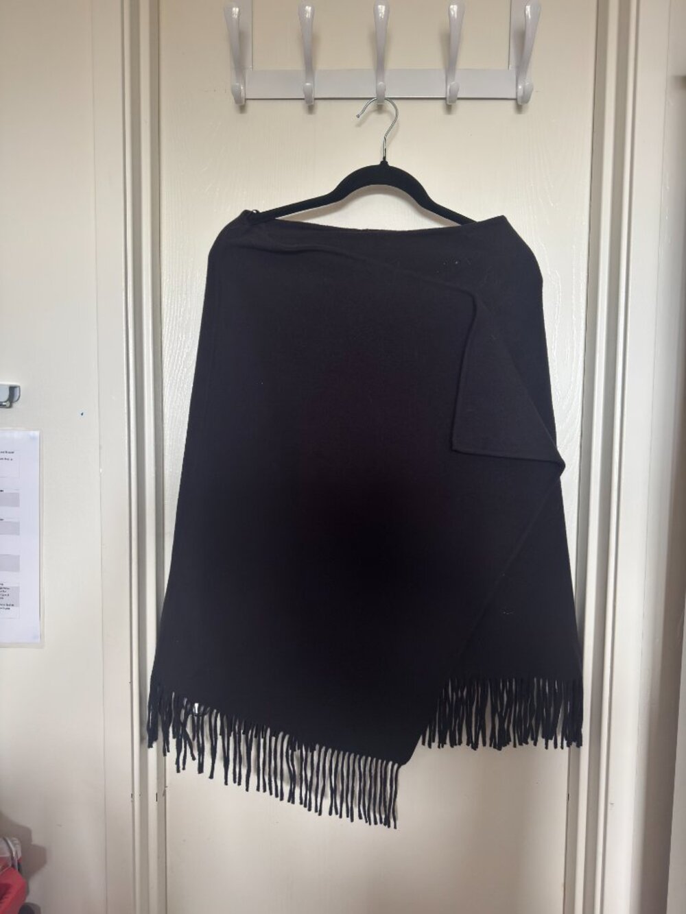 COS Black Fringed Wool Midi Wrap Skirt Size 8 - Picture 2 of 5